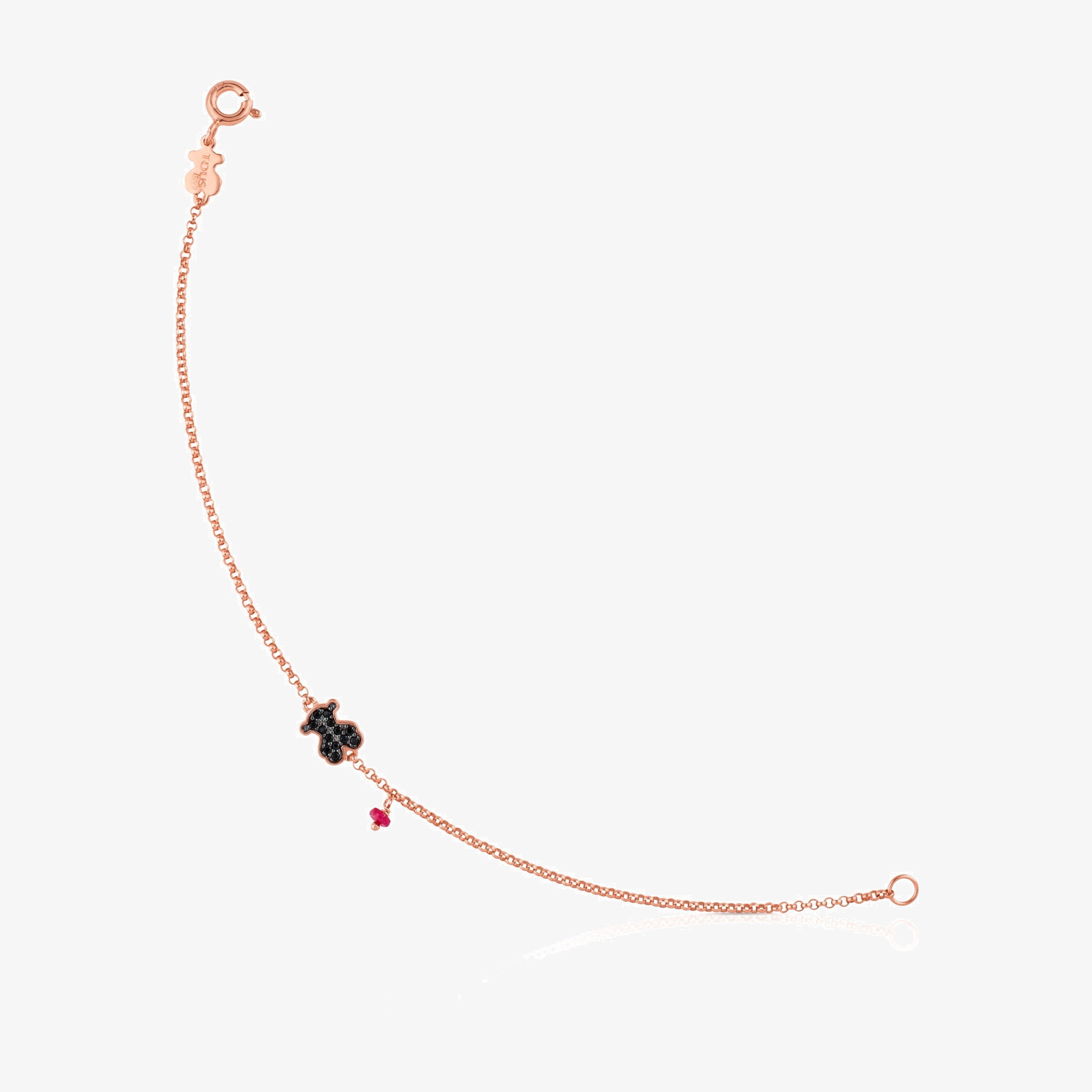 Rose 18K gold vermeil TOUS Motif Bracelet with spinel and ruby Bear motif