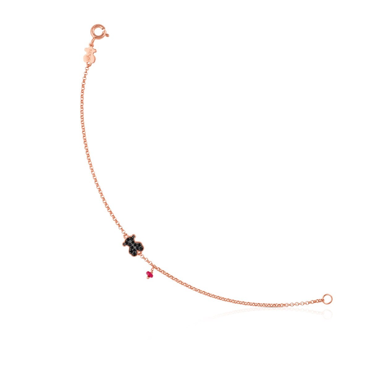 Rose Vermeil Silver TOUS Motif Bracelet with spinel and ruby Bear motif