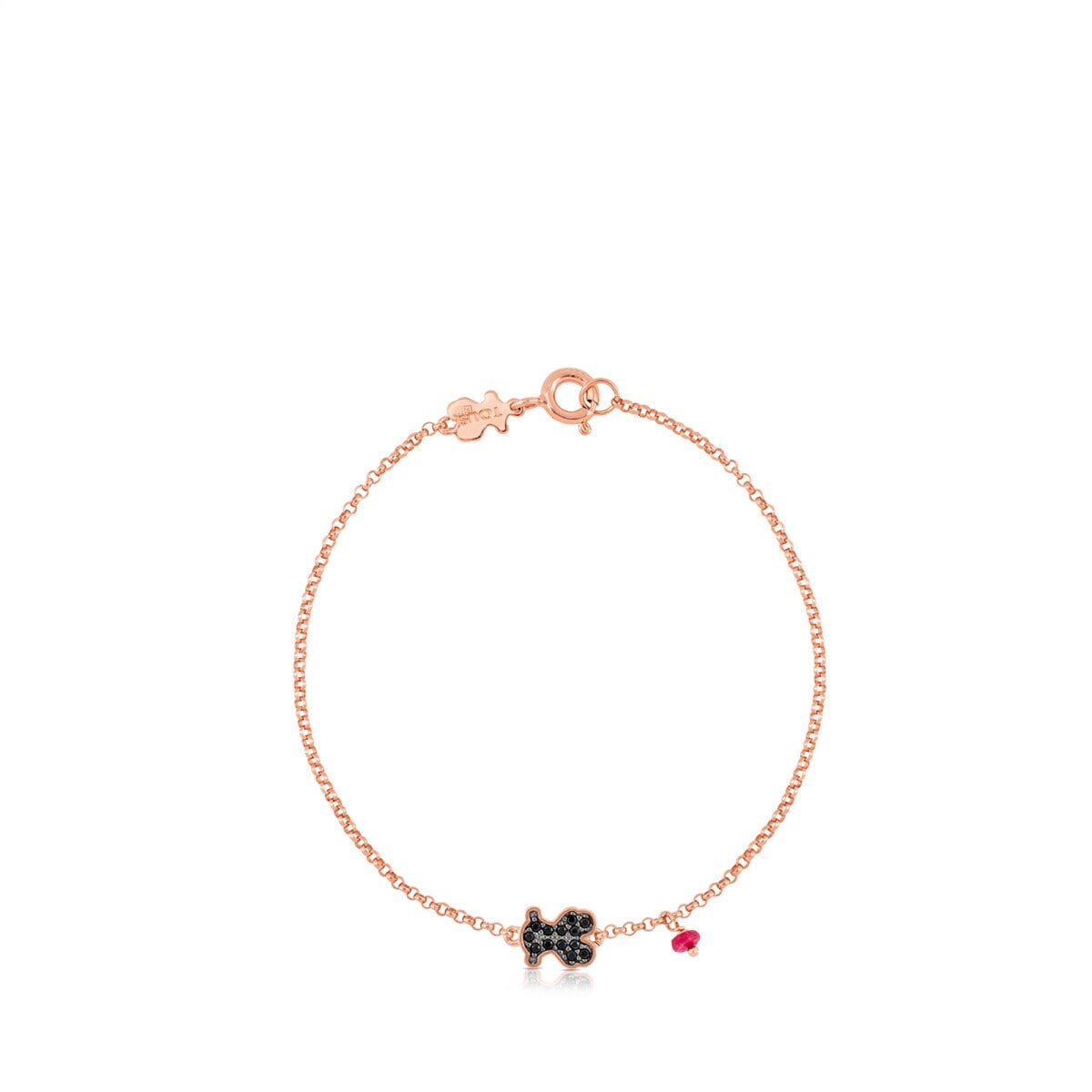 Rose Vermeil Silver TOUS Motif Bracelet with spinel and ruby Bear motif