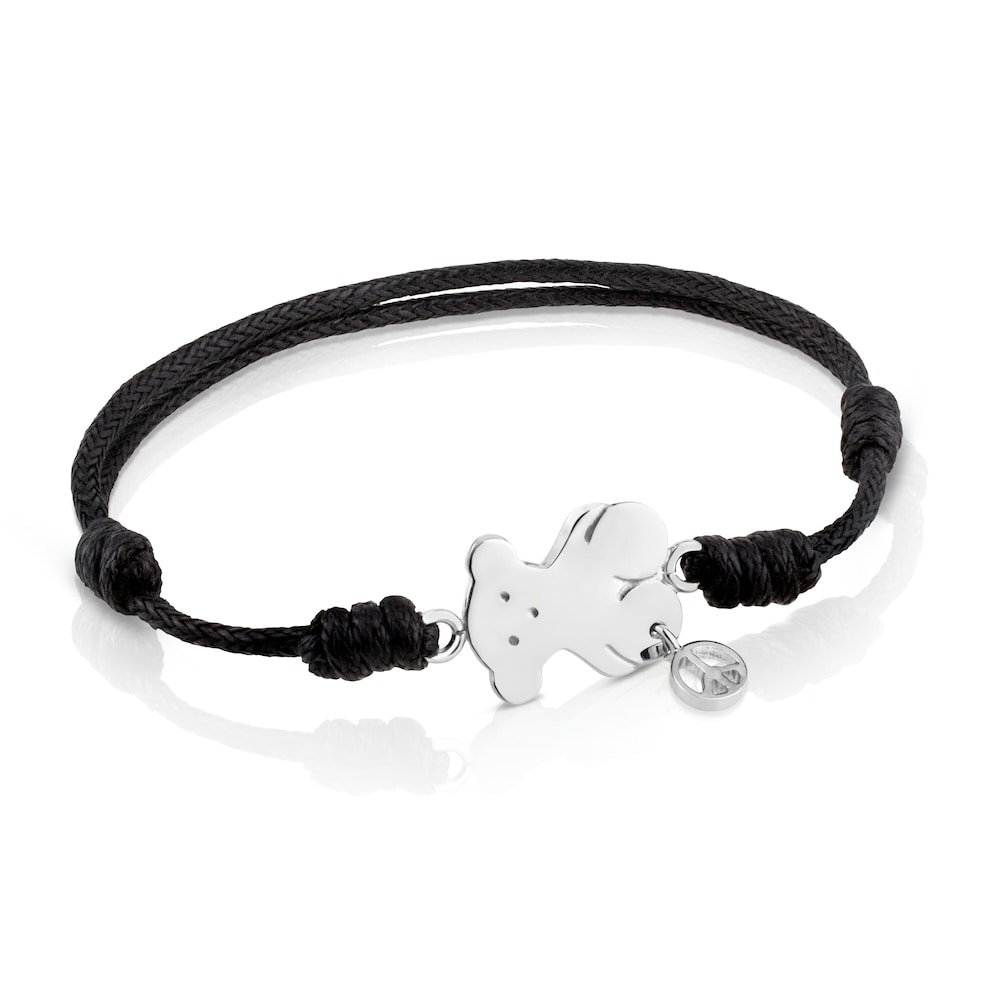 Tous Motif - Bransoletka z czarnego sznurka i stali szlachetnej