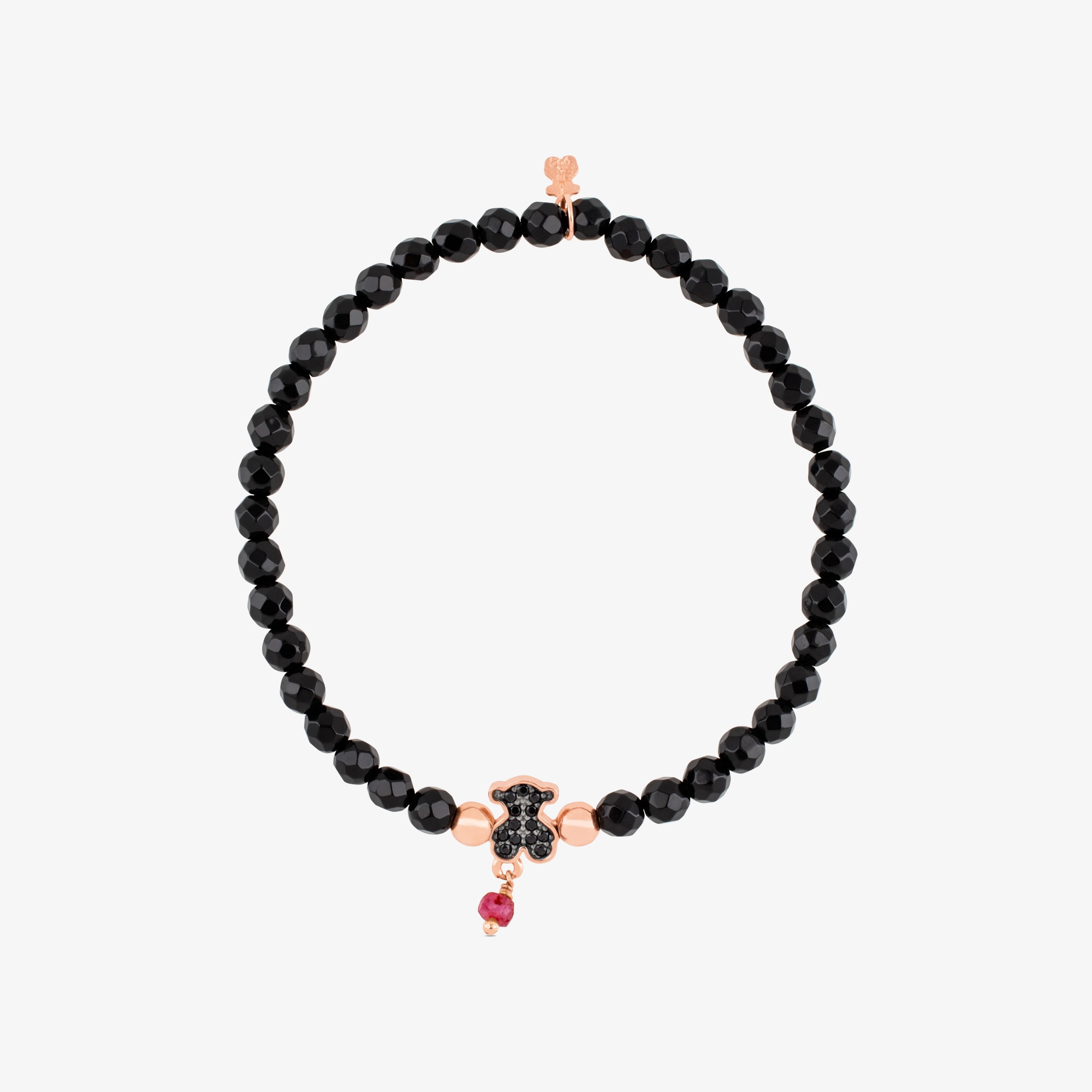 Rose 18K gold vermeil TOUS Motif Bracelet with spinels and faceted onyx