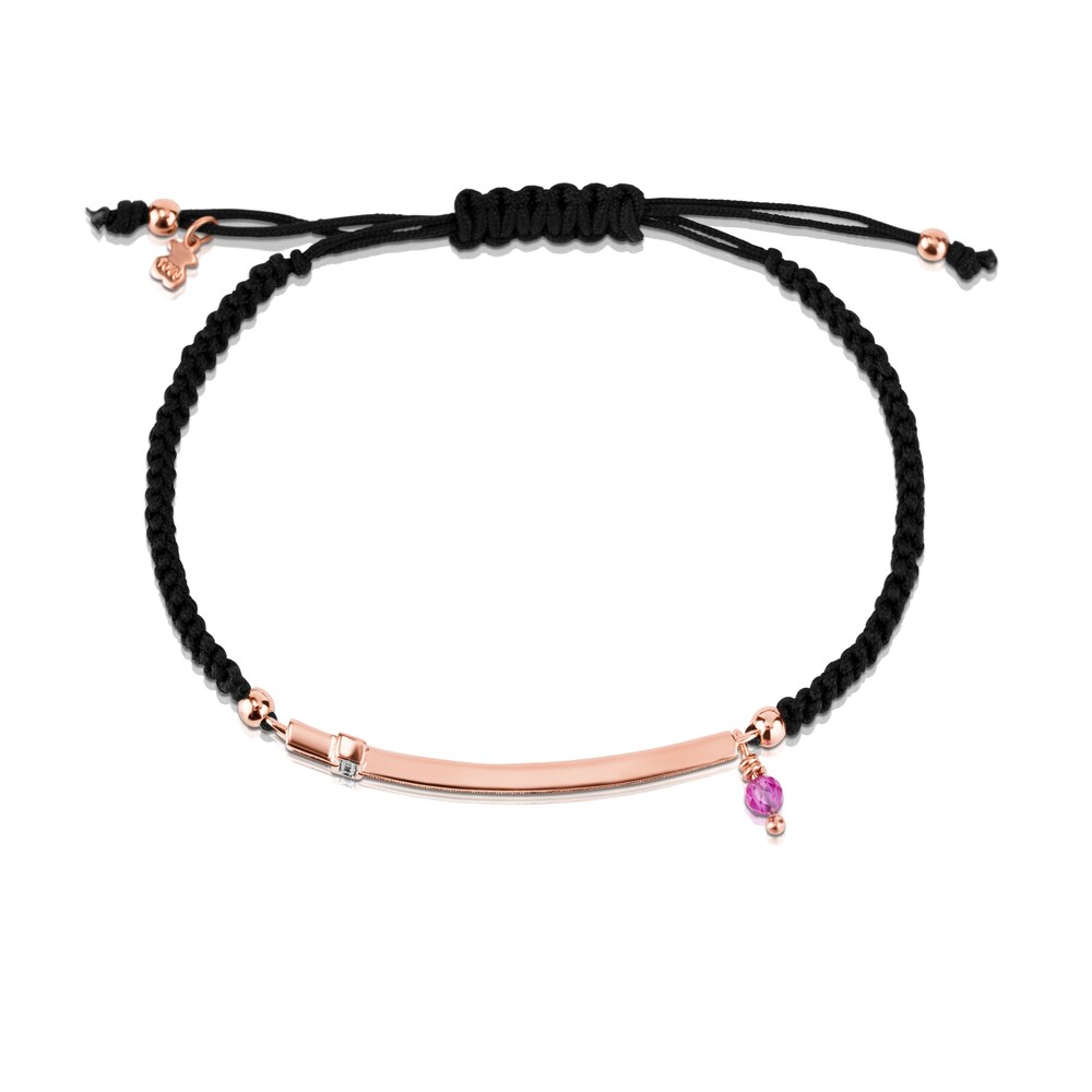 Pulsera Motif con ba&ntilde;o de oro rosa 18 kt sobre plata y motivo Cruz en espinela y rub&iacute; glass filled