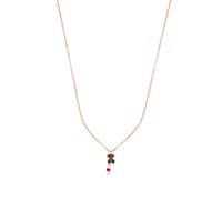 Collar con baño de oro rosa 18 kt sobre plata, espinela y rubí tratado motivo oso Motif