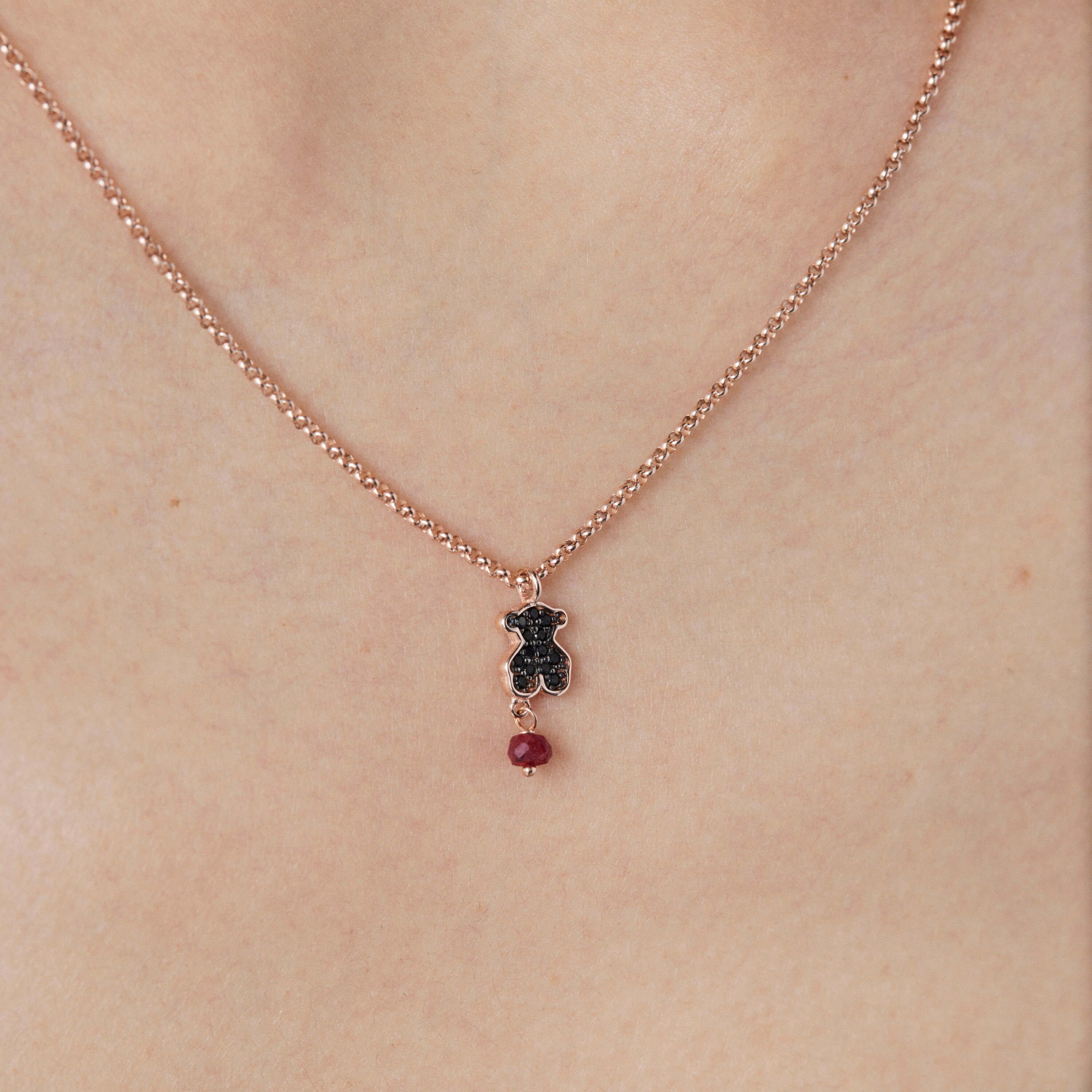 Rose Vermeil Silver Motif Necklace 