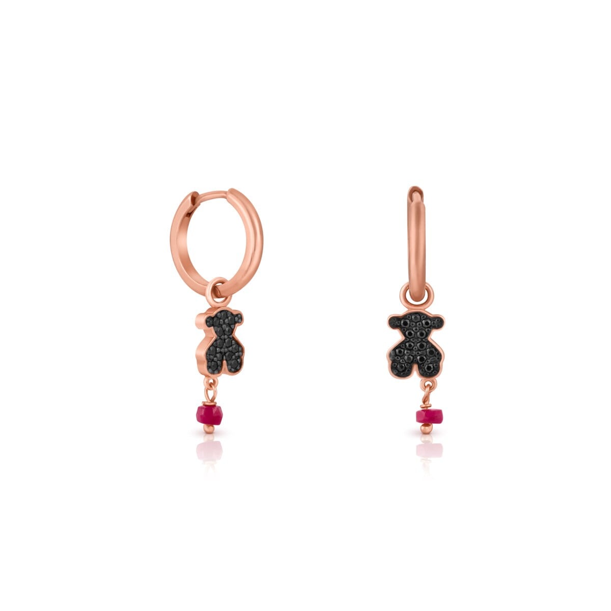 Pendientes aro con baño de oro rosa 18 kt sobre plata Motif