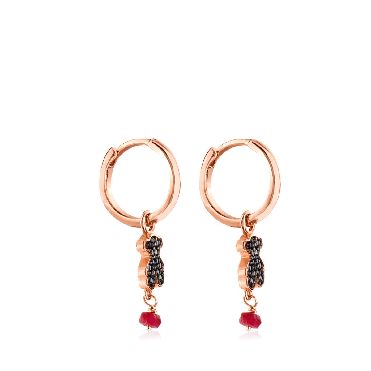 Pendientes aro con baño de oro rosa 18 kt sobre plata Motif