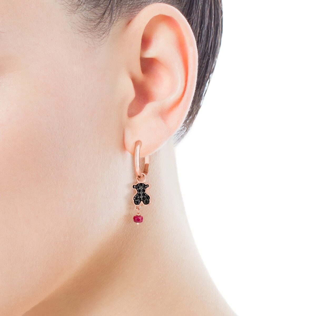 Pendientes aro con baño de oro rosa 18 kt sobre plata Motif