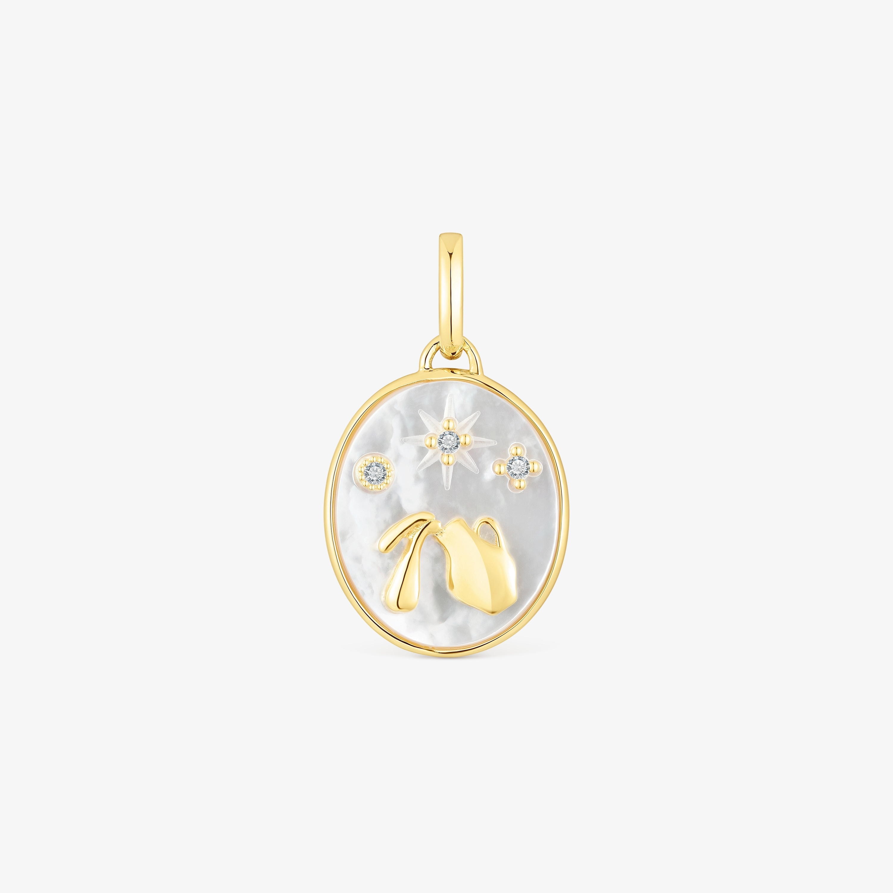 Aquarius Pendant in silver vermeil with mother-of-pearl and