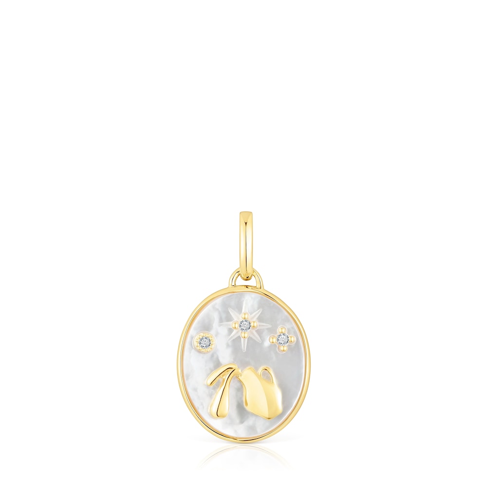 Aquarius Pendant in silver vermeil with mother-of-pearl and topazes TOUS Horoscope Aquarius Pendant in silver vermeil with mother-of-pearl and topazes TOUS Horoscope