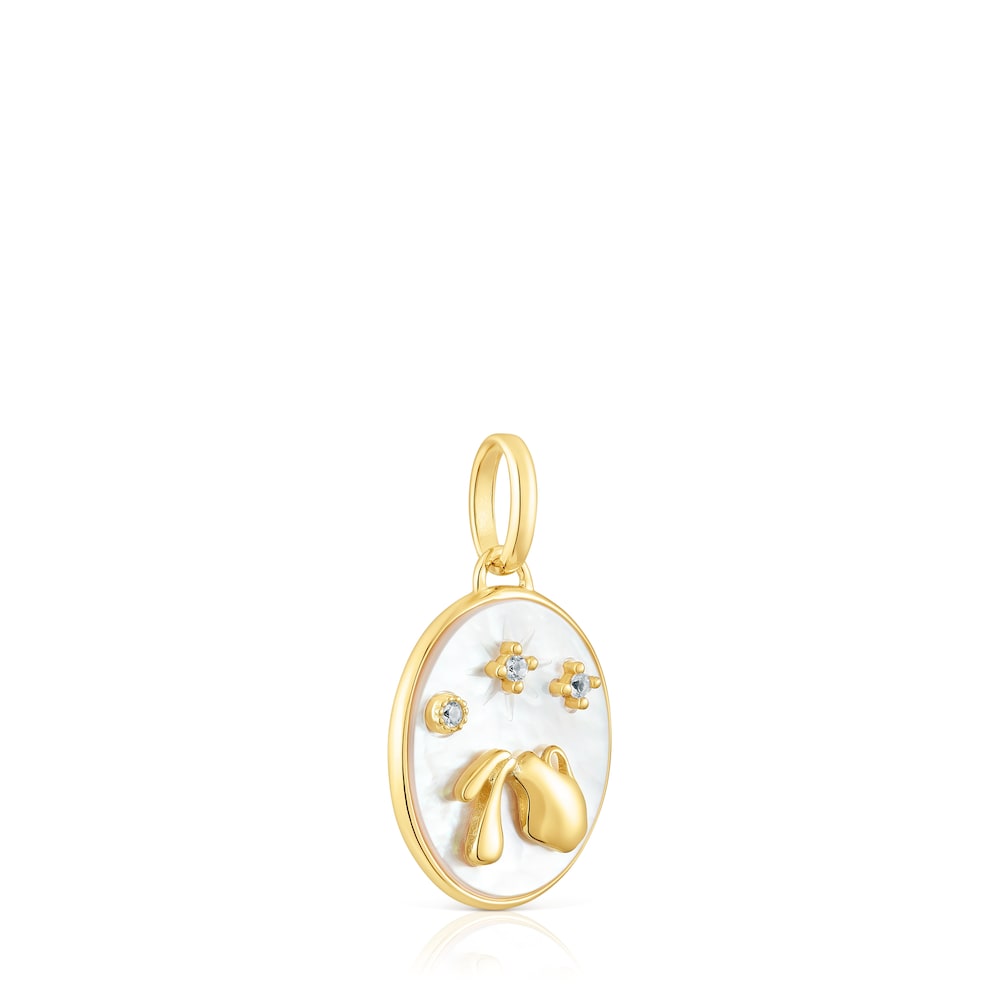 Aquarius Pendant in silver vermeil with mother-of-pearl and topazes TOUS Horoscope Aquarius Pendant in silver vermeil with mother-of-pearl and topazes TOUS Horoscope
