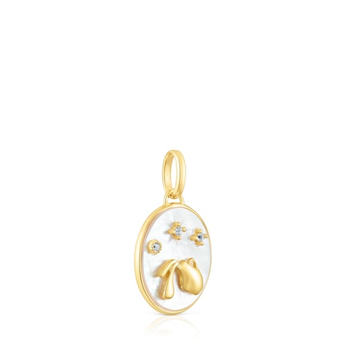Aquarius Pendant in silver vermeil with mother-of-pearl and topazes TOUS Horoscope