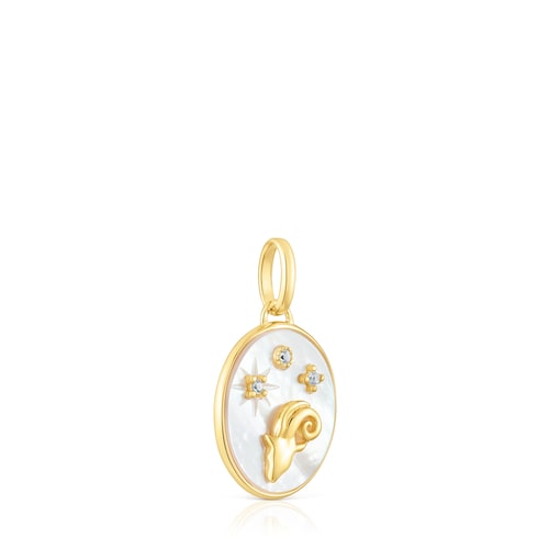 Aries Pendant in silver vermeil with mother-of-pearl and topazes TOUS Horoscope