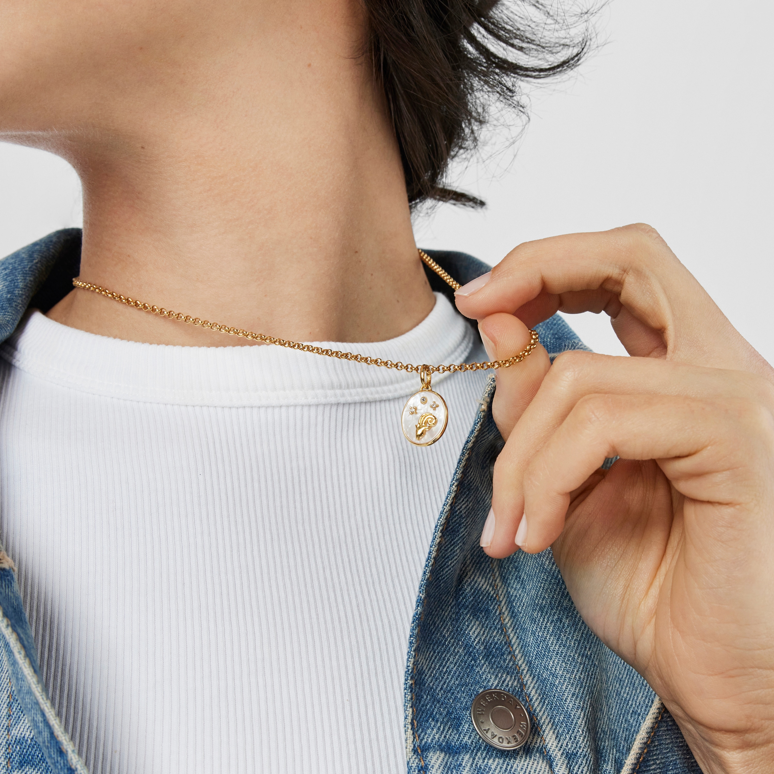 Aries Pendant in silver vermeil with mother-of-pearl and topazes TOUS Horoscope