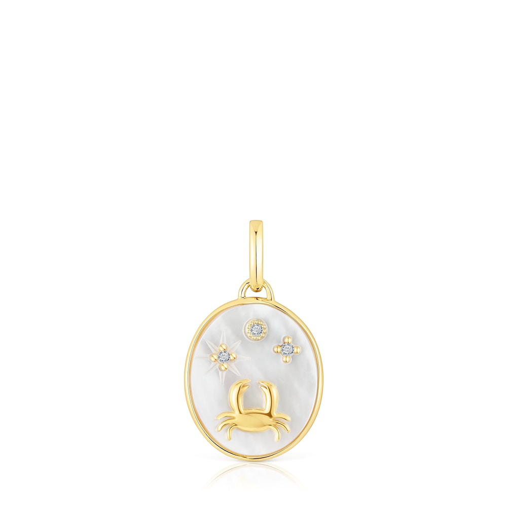 Cancer Pendant in silver vermeil with mother-of-pearl and topazes TOUS Horoscope Cancer Pendant in silver vermeil with mother-of-pearl and topazes TOUS Horoscope