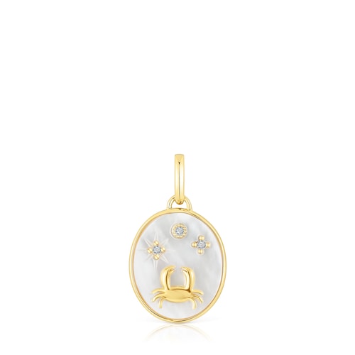 Colgante Cáncer con baño de oro 18 kt sobre plata, nácar y topacios TOUS Horoscope