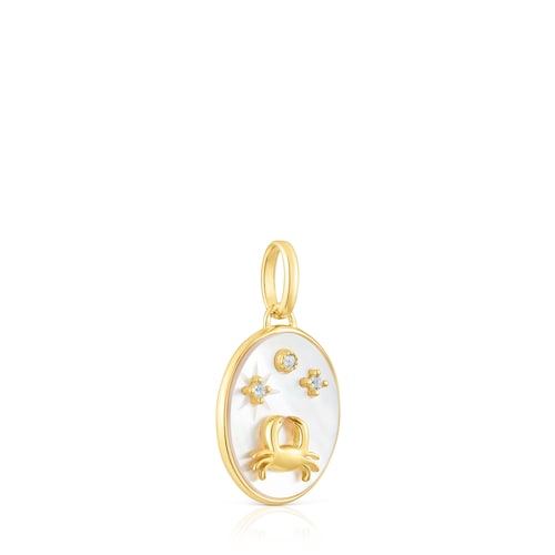 Colgante Cáncer con baño de oro 18 kt sobre plata, nácar y topacios TOUS Horoscope