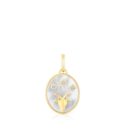 Colgante Capricornio con baño de oro 18 kt sobre plata, nácar y topacios TOUS Horoscope