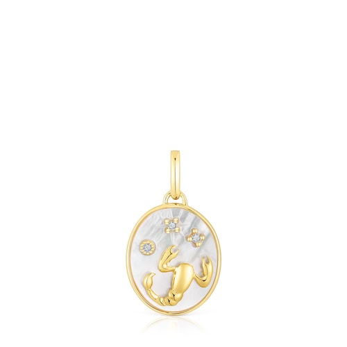Colgante Escorpio con baño de oro 18 kt sobre plata, nácar y topacios TOUS Horoscope
