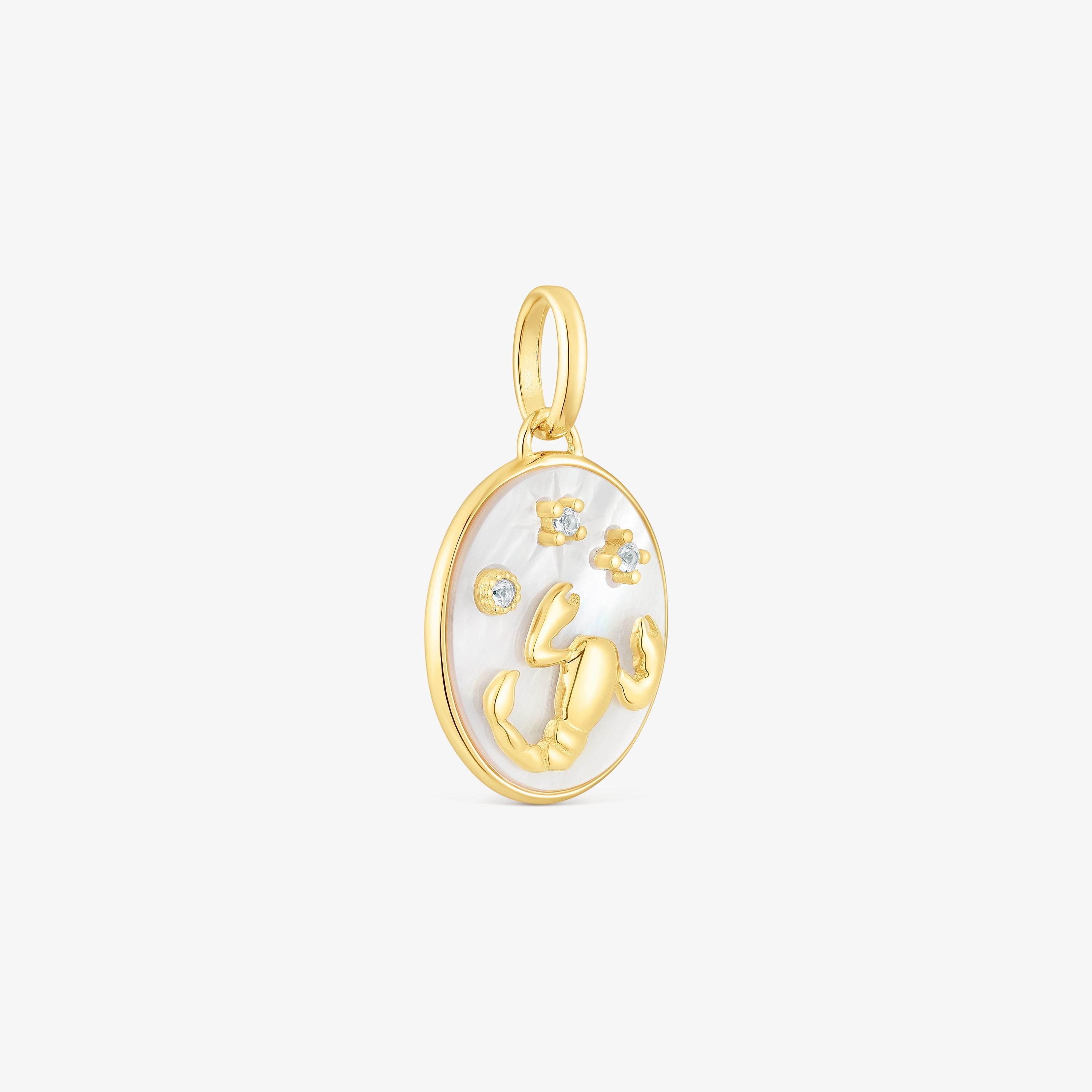 Scorpio Pendant in silver vermeil with mother-of-pearl and topazes