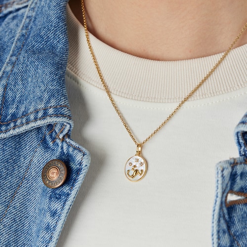 Colgante Escorpio con baño de oro 18 kt sobre plata, nácar y topacios TOUS Horoscope