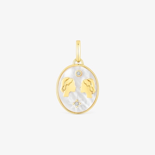 Colgante G&eacute;minis con ba&ntilde;o de oro 18 kt sobre plata, n&aacute;car y topacios TOUS Horoscope