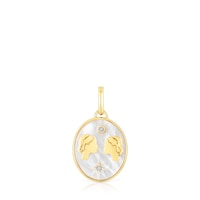 Colgante Géminis con baño de oro 18 kt sobre plata, nácar y topacios TOUS Horoscope