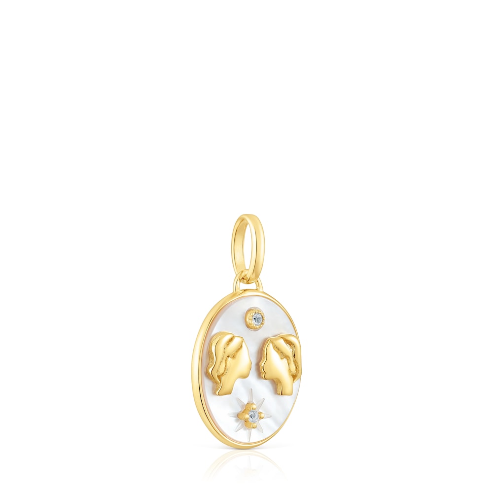 Gemini Pendant in silver vermeil with mother-of-pearl and topazes TOUS Horoscope Gemini Pendant in silver vermeil with mother-of-pearl and topazes TOUS Horoscope