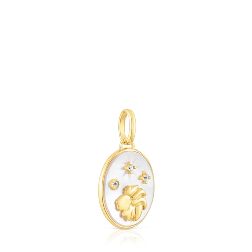 Leo Pendant in silver vermeil with mother-of-pearl and topazes TOUS Horoscope