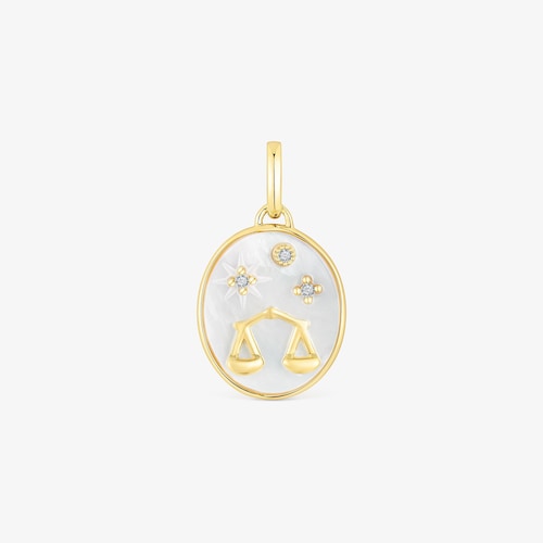 Dije Libra con ba&ntilde;o de oro 18 kt sobre plata con n&aacute;car y topacios  TOUS Horoscope