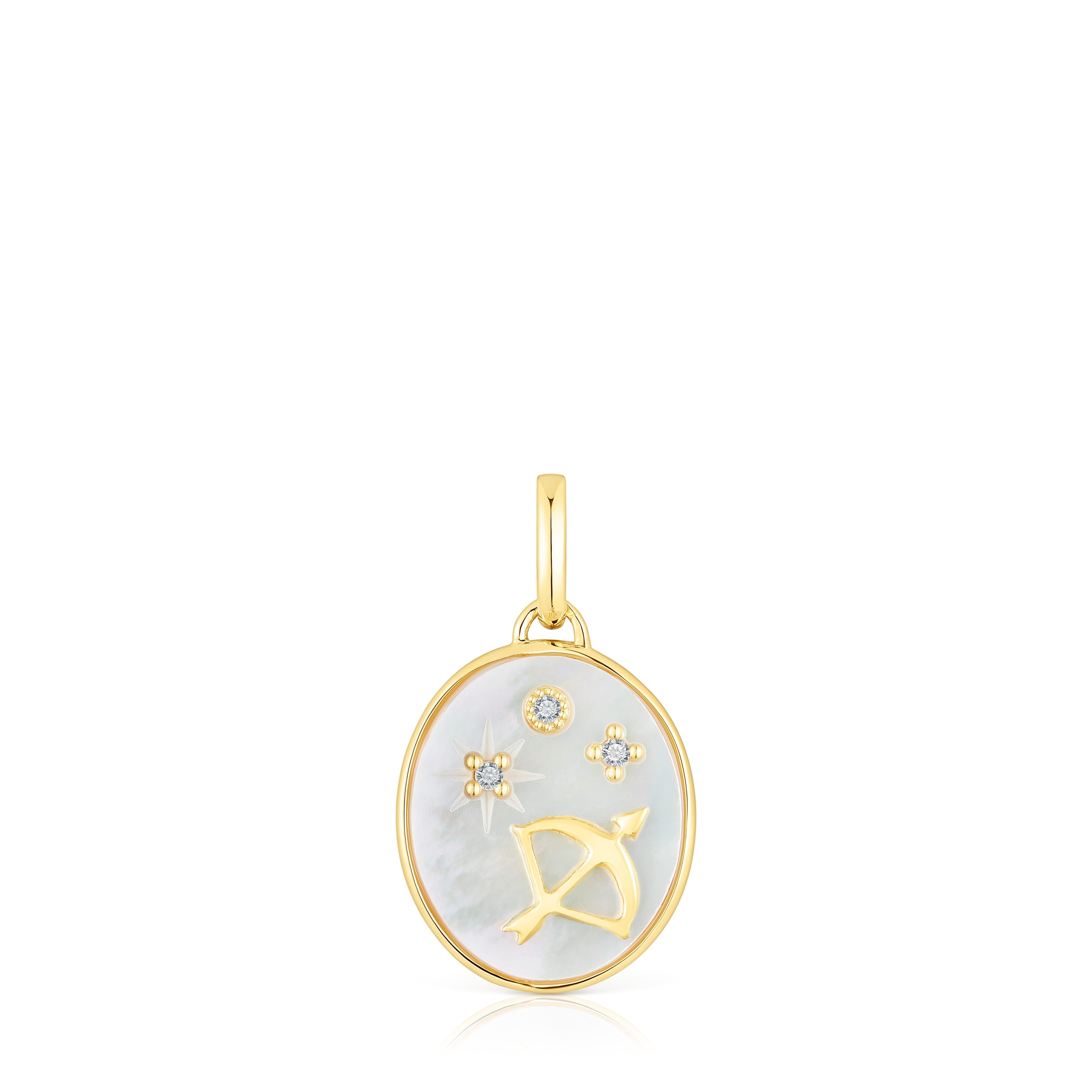 【一部予約販売】 Pendant Sagittarius in mother-of-pearl with vermeil silver ドッグフード