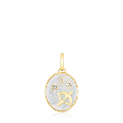 Sagittarius Pendant in silver vermeil with mother-of-pearl and topazes TOUS Horoscope