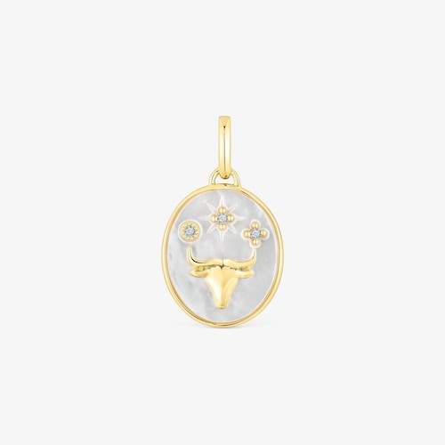 Taurus Pendant in silver vermeil with mother-of-pearl and topazes TOUS Horoscope image number 0