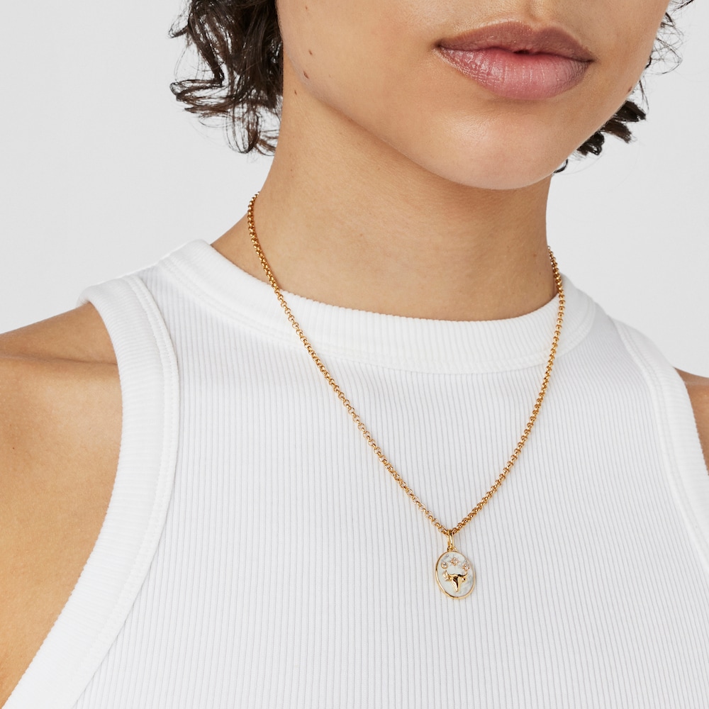 Taurus Pendant in silver vermeil with mother-of-pearl and topazes TOUS Horoscope Taurus Pendant in silver vermeil with mother-of-pearl and topazes TOUS Horoscope