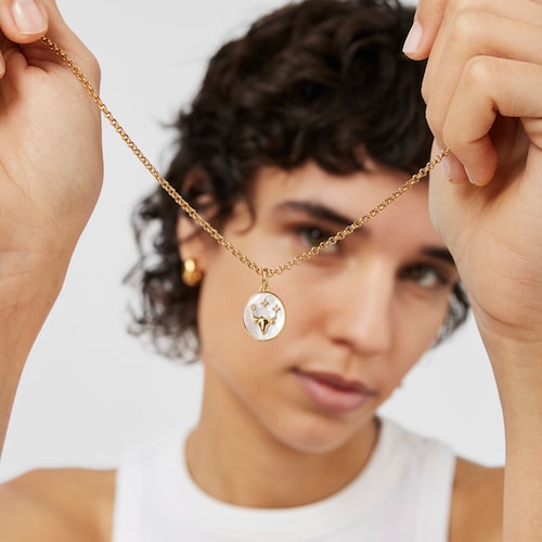 Taurus Pendant in silver vermeil with mother-of-pearl and topazes TOUS Horoscope