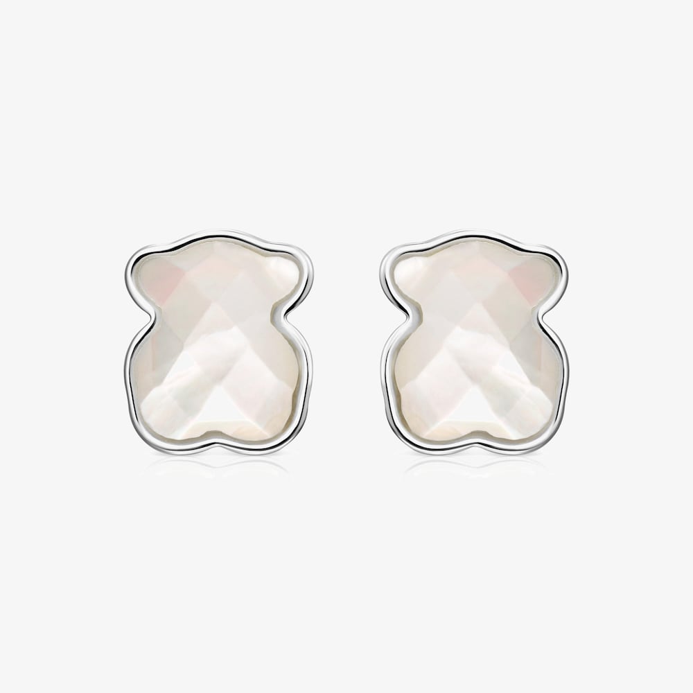 Pendientes de plata y n&aacute;car facetado motivo oso TOUS Color