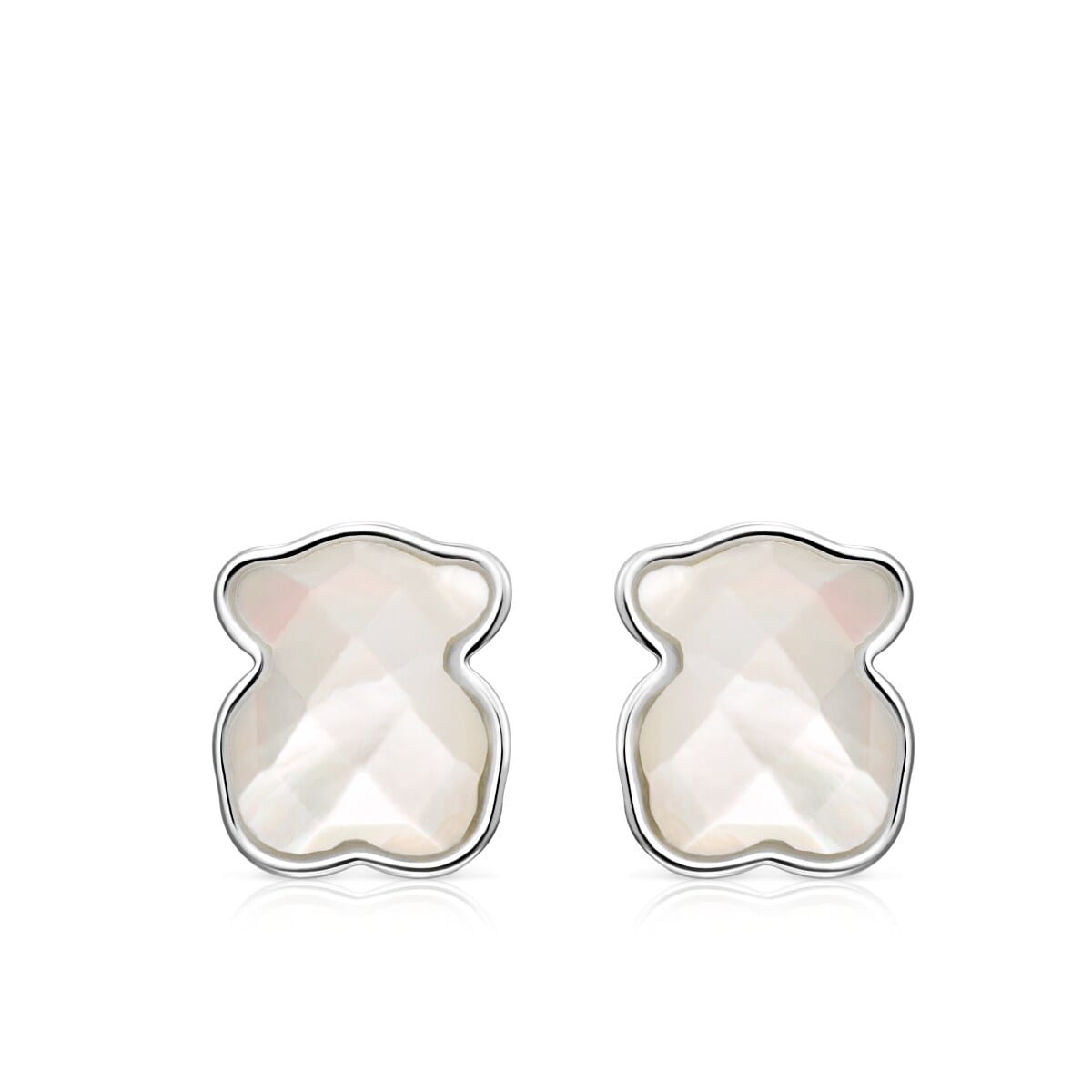 Silver TOUS Color Earrings with faceted mother-of-pearl Bear motif