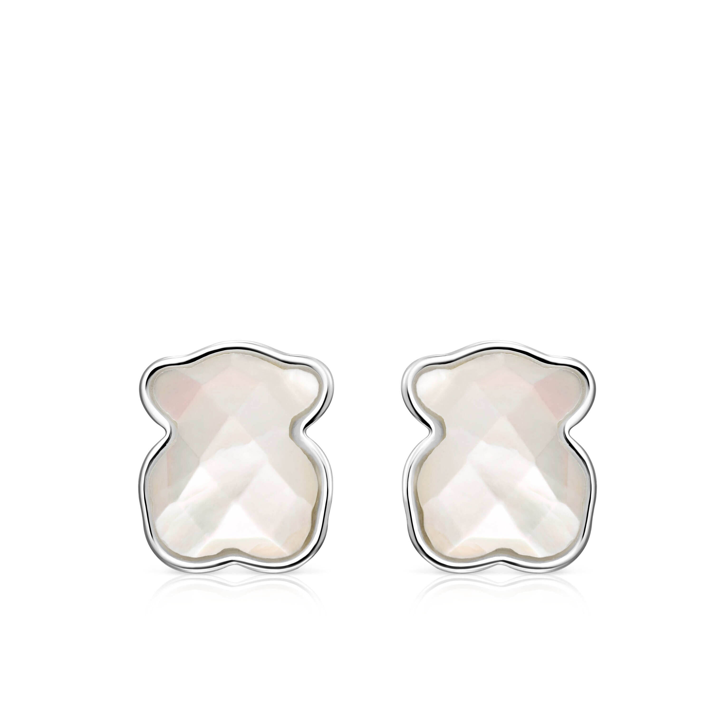 Silver TOUS Color Earrings with faceted mother-of-pearl Bear motif