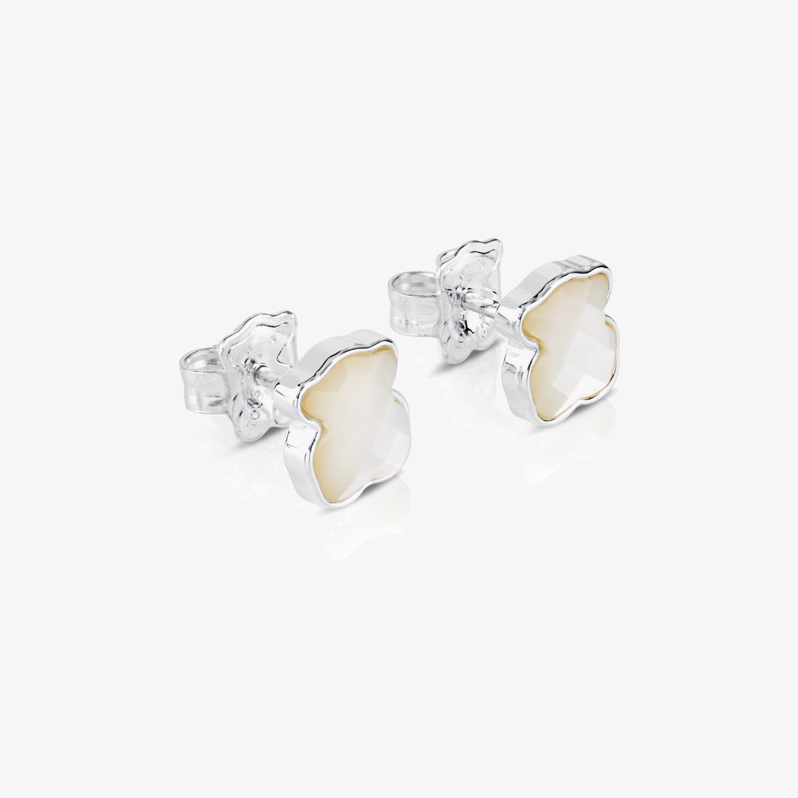 Silver TOUS Color Earrings with faceted mother-of-pearl Bear motif
