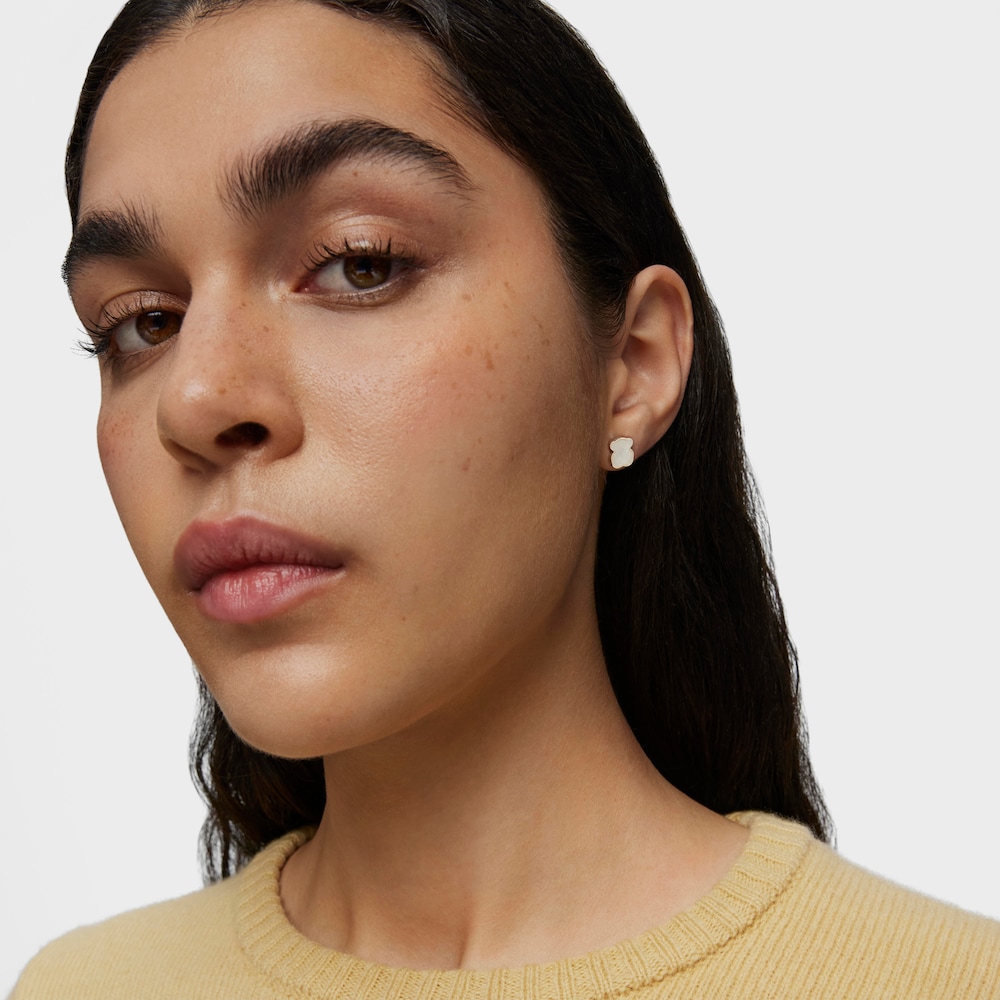 Pendientes de plata y n&aacute;car facetado motivo oso TOUS Color