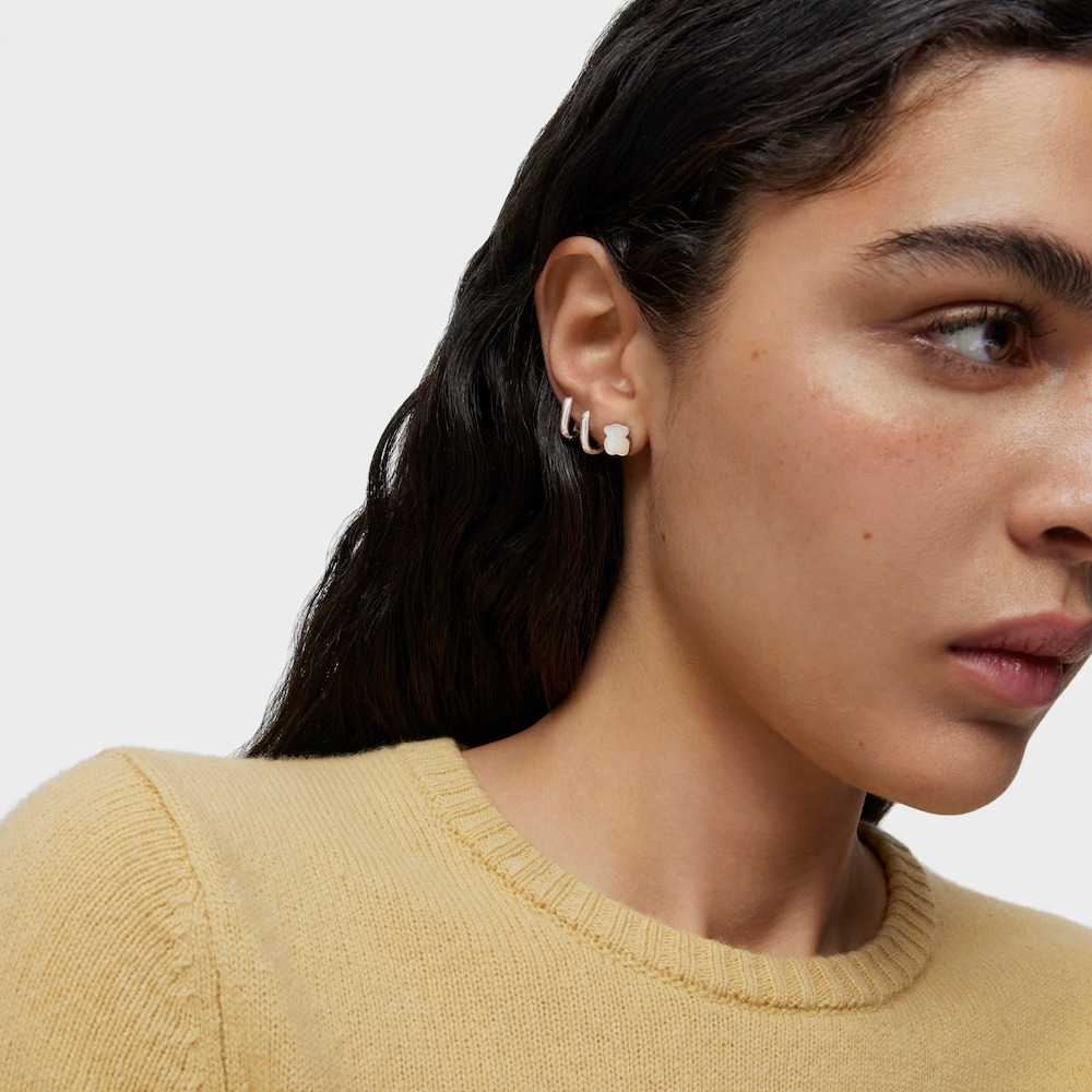 Pendientes de plata y n&aacute;car facetado motivo oso TOUS Color