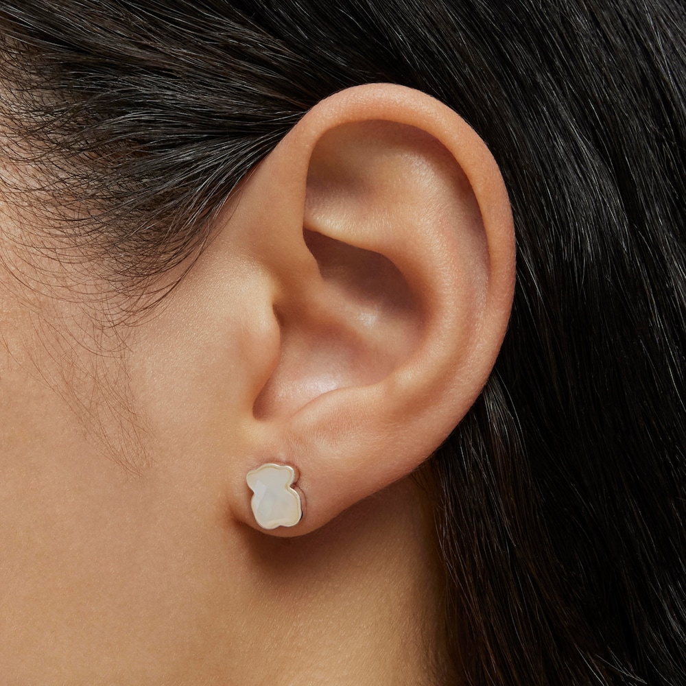 Pendientes de plata y n&aacute;car facetado motivo oso TOUS Color