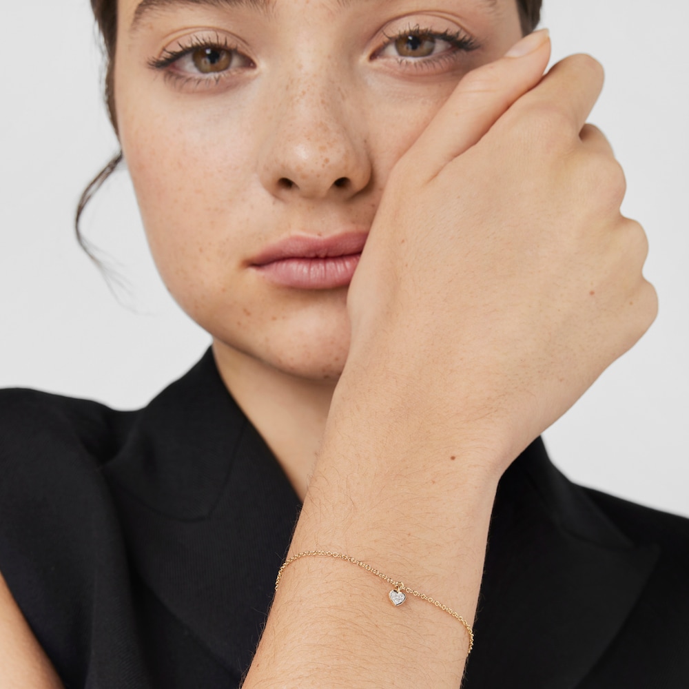 Pulsera de oro y diamantes motivo coraz&oacute;n San Valent&iacute;n