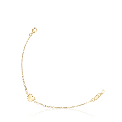 Silver vermeil heart Bracelet San Valentín with cultured pearls