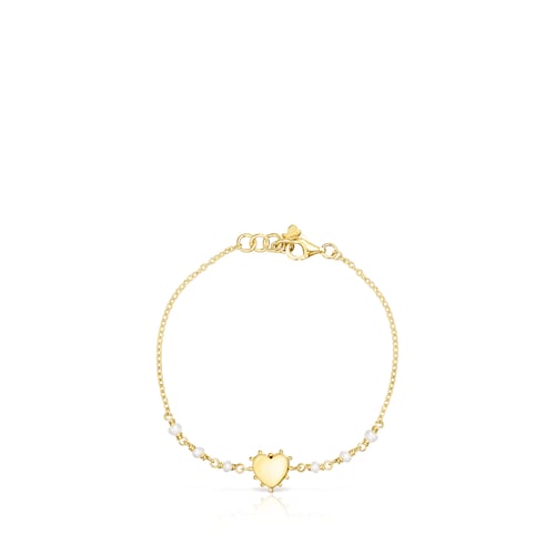 Silver vermeil heart Bracelet San Valentín with cultured pearls