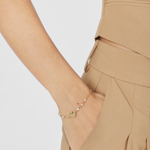 Silver vermeil heart Bracelet San Valentín with cultured pearls