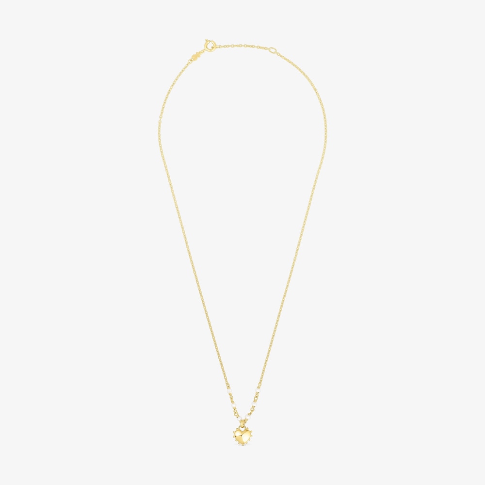 Naszyjnik ze srebra vermeil San Valent&iacute;n z motywem serca i perłami hodowanymi