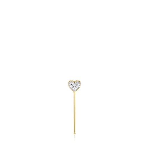 Gold San Valentín 1-2 Earring with diamonds and a heart motif