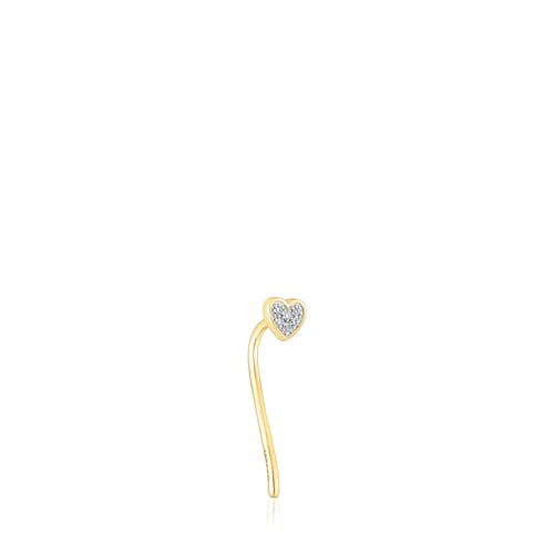 Gold San Valentín 1-2 Earring with diamonds and a heart motif