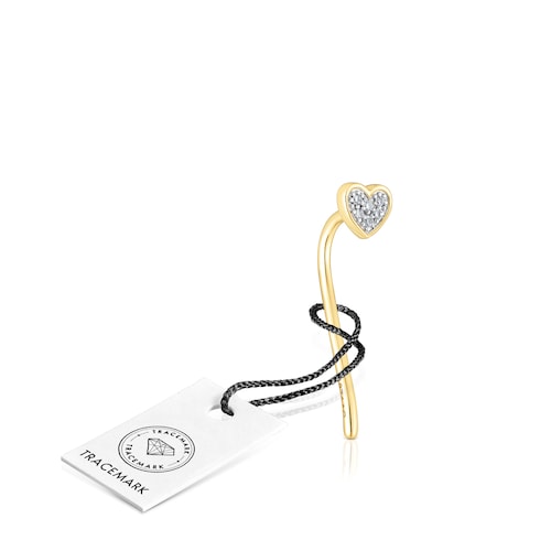 Gold San Valentín 1-2 Earring with diamonds and a heart motif
