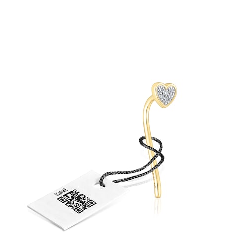 Gold San Valentín 1-2 Earring with diamonds and a heart motif